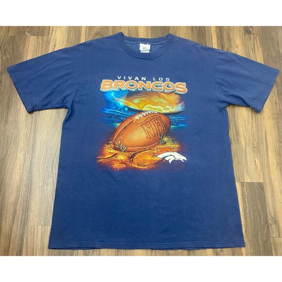 VTG Y2K NFL Vivan Los Denver Broncos cotton graphic t-shirt, XL - Picture 2 of 4